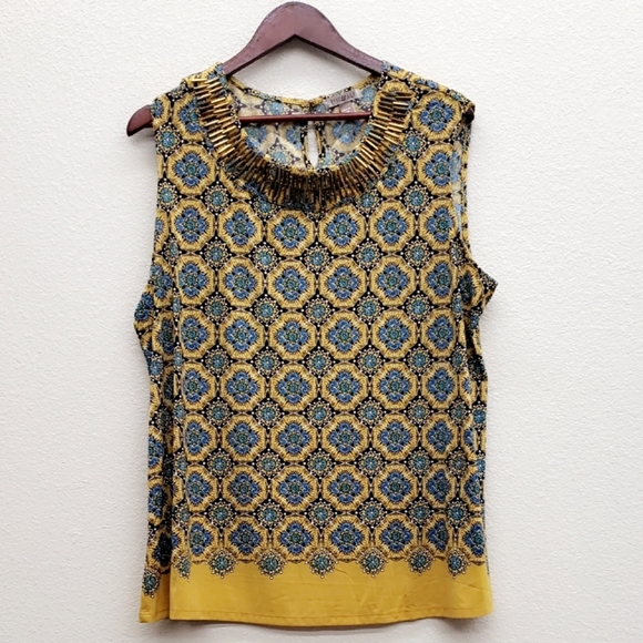 Roz & Ali Tops - Beaded Sleeveless Roz & Ali Blouse